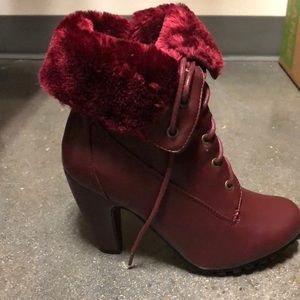 Fur Burgundy Boot